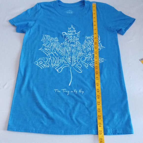 Tragically Hip The Maple Leaf Album Names Logo Heather Blue T-Shirt size small - Picture 4 of 7